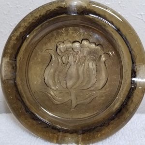 Ashtray, Amber Tulips Floral